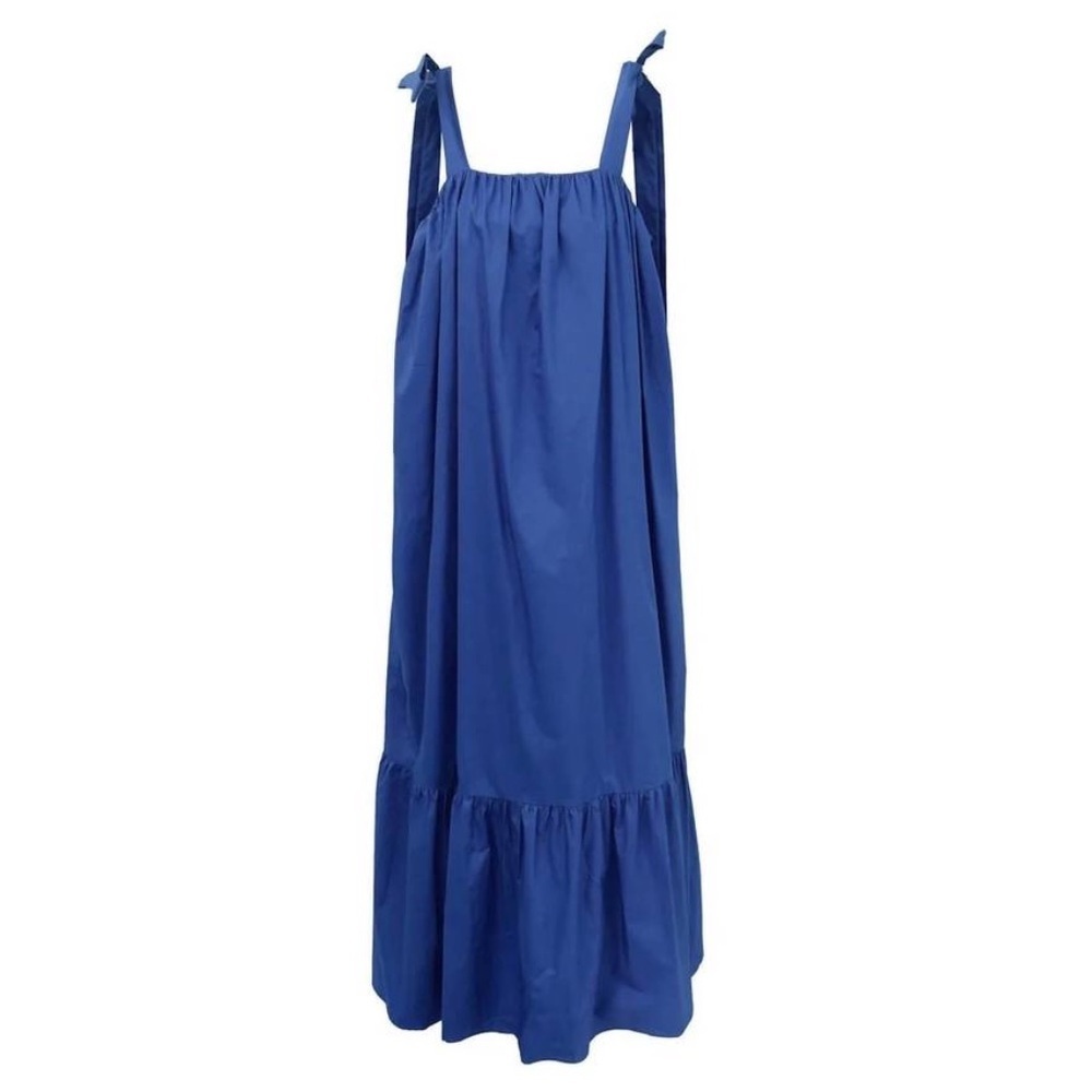 FRNCH Cylia Woven Maxi Dress Electric Blue S Cotton
